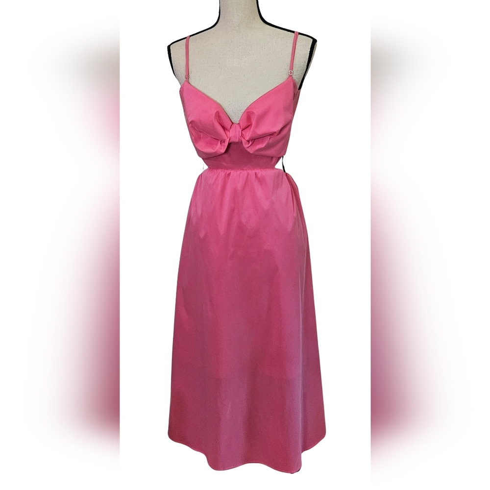 J.Crew Pink Bow-Front Midaxi Dress With Cut-Out Smocked Back,Size 18,NWT - Picture 13 of 16